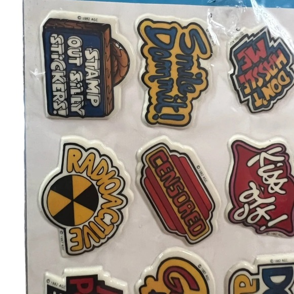 1982 American Greetings 80’s Slang Funny Puffy Stickers NOS - Picture 4 of 6